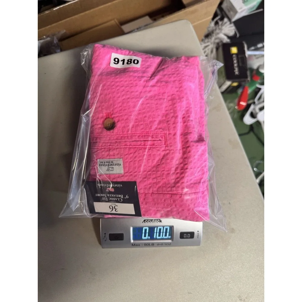 Vineyard Vines Breaker Shorts Mens 36 Neon Pink Seersucker Classic Fit 9